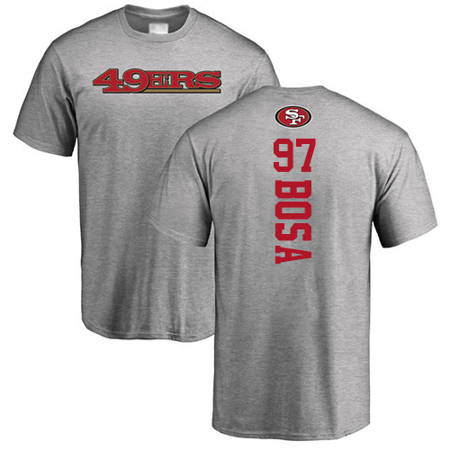 Men San Francisco 49ers Ash Nick Bosa Backer #97 NFL T Shirt->nfl t-shirts->Sports Accessory